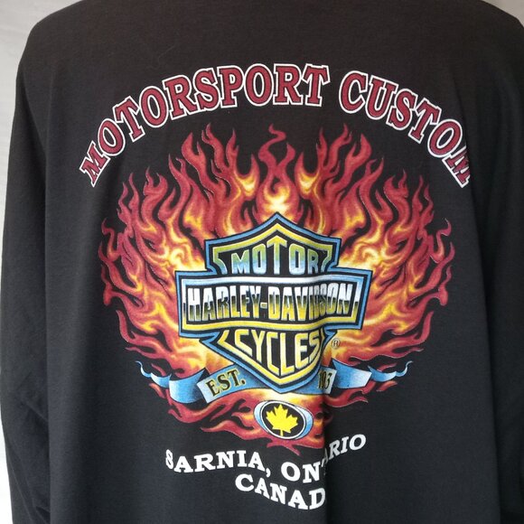 Harley Davidson Classic Motorcycle Black Shirt 5XL Sarnia Motorsport Custom - Picture 11 of 13